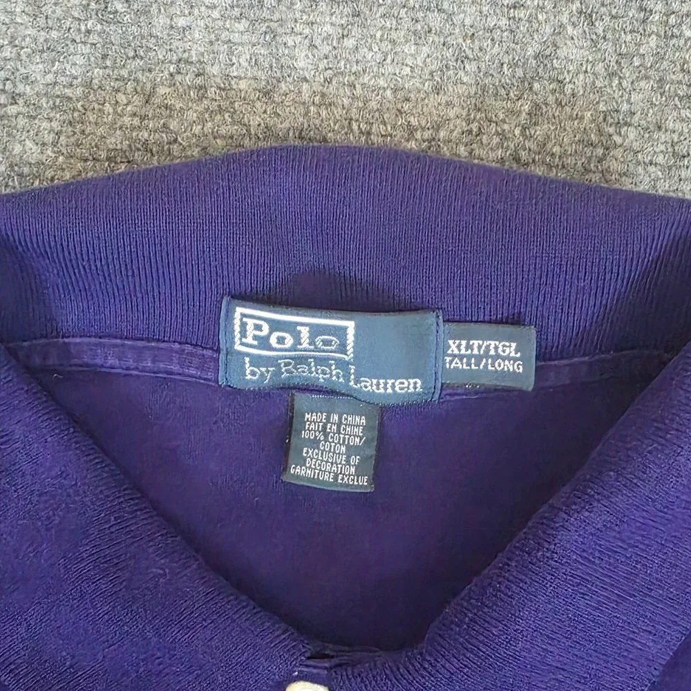Polo Ralph Lauren Polo Shirt Mens XLT Purple Short Sleeve‎ Gold Pony Casual
